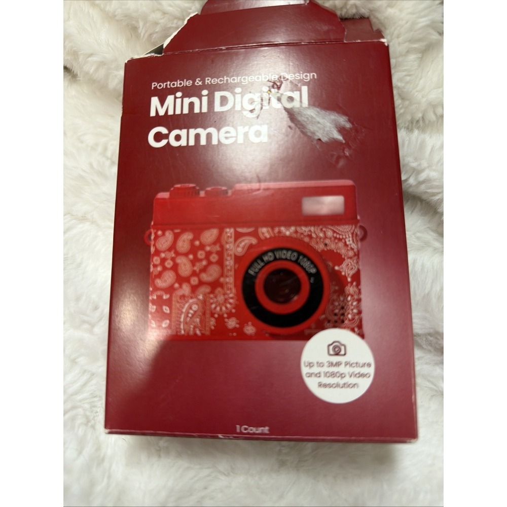 GEMS Mini Digital Camera Red Paisley Bandana Print Portable 1080p HD Video